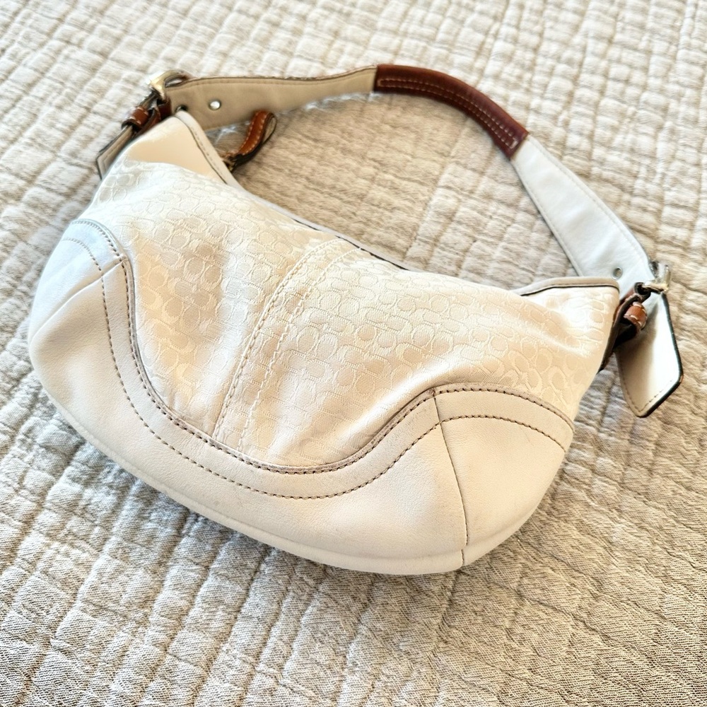 Y2K Coach 5357 Signature C Demi Baguette Mini Hobo Ivory Jacquard Shoulder Bag - Picture 5 of 15